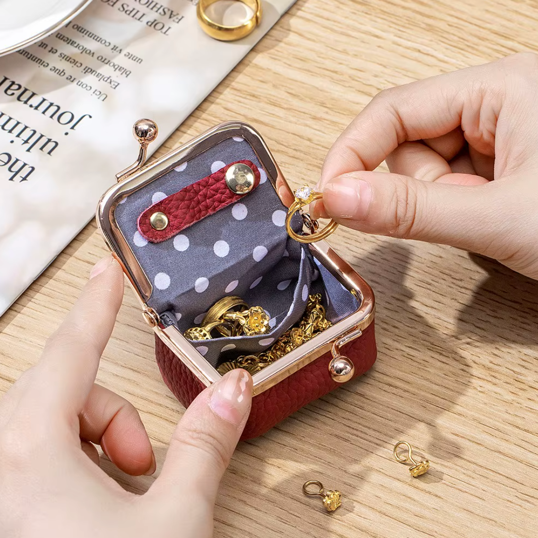 Mini Travel Jewelry Case - Vintage Leather Trinket Box