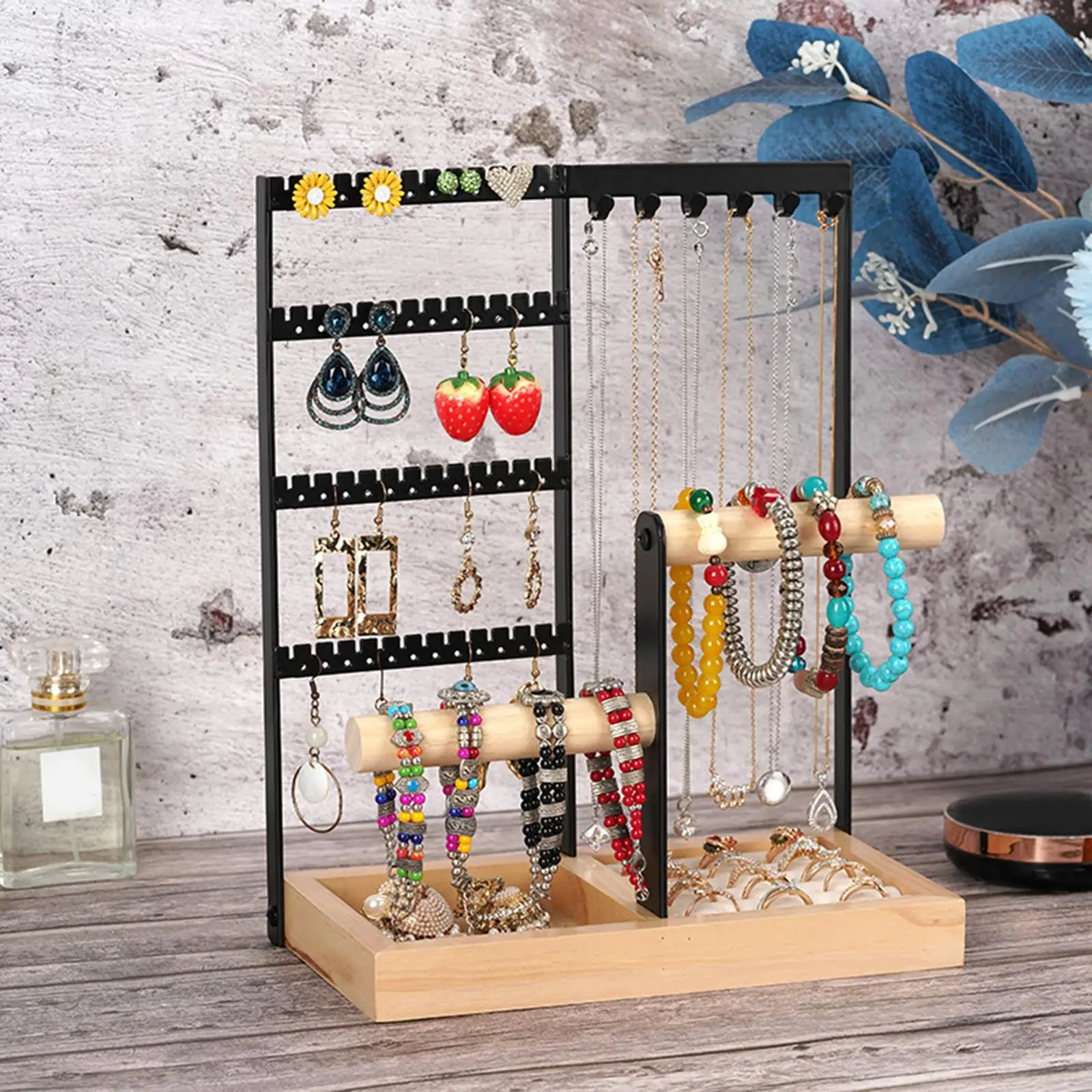 Jewelry Display Stand — Wood and Metal