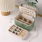 Jewelry Case — Embossed Floral PU Leather