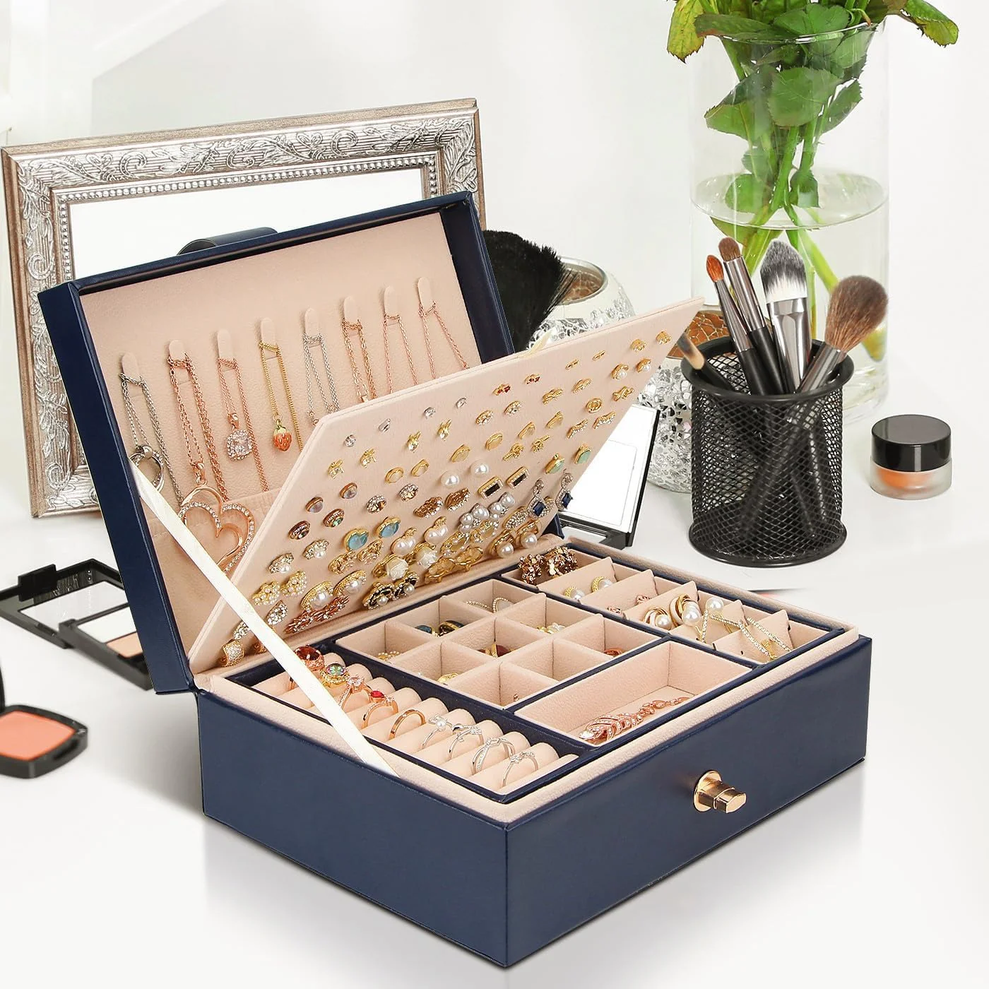 Jewelry Box — Versatile with 2 Removable Organizers