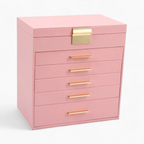 Jewelry Tower 5 Drawers — Curved Faux Leather