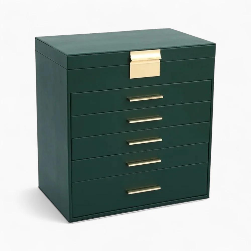 Jewelry Tower 5 Drawers — Curved Faux Leather