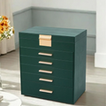 Jewelry Tower 5 Drawers — Curved Faux Leather