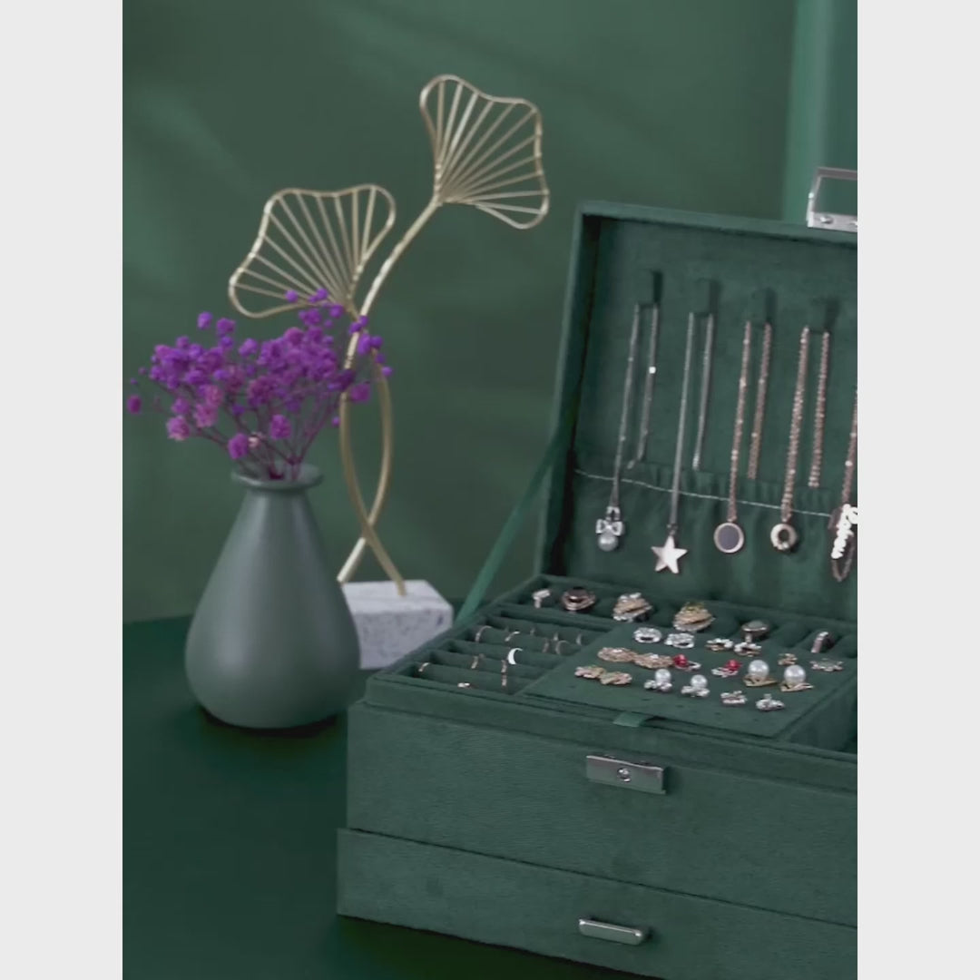 Jewelry Box — Velvet 3-Tier Storage